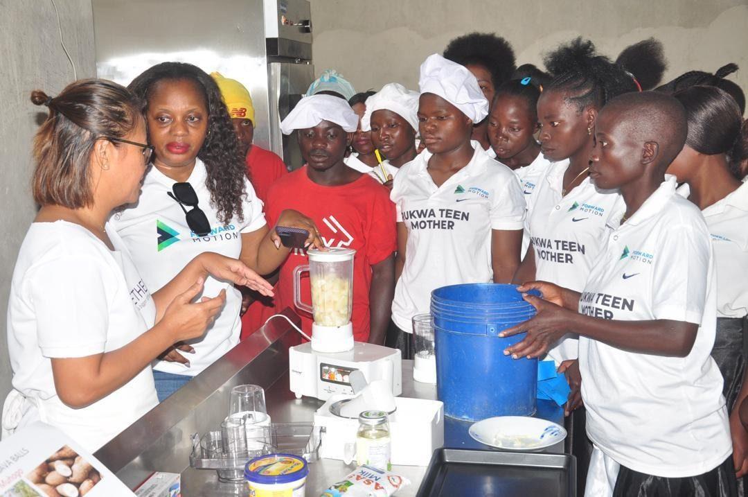 Teenage mothers in Rukwa taking part in hands-on livelihood training